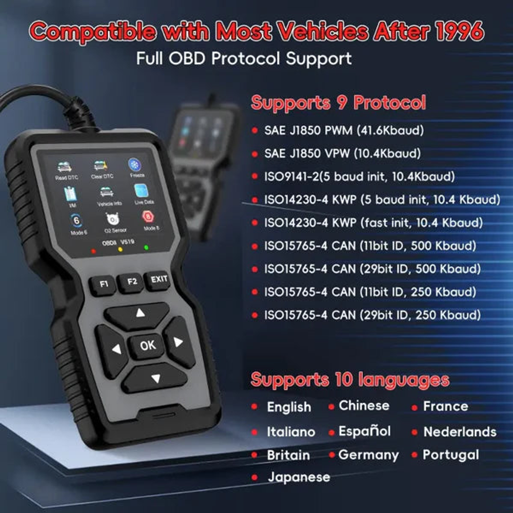 🚗 OBD2 Advanced Diagnostic Tool – Professional Engine Code Reader 🔧